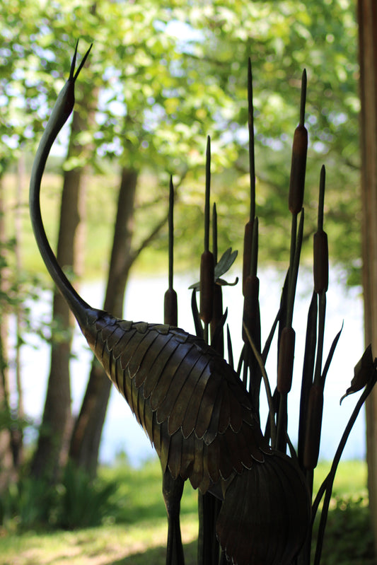 Forged Steel Life Sculpture of Sand Hill Crane