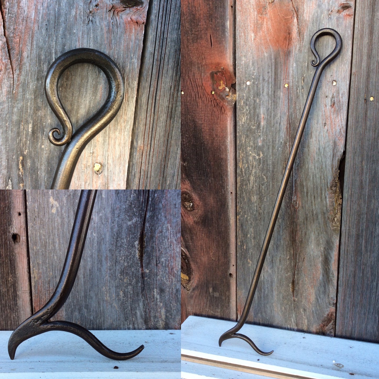 Fire Place Poker with Scroll Handle, 37 Inches Long
