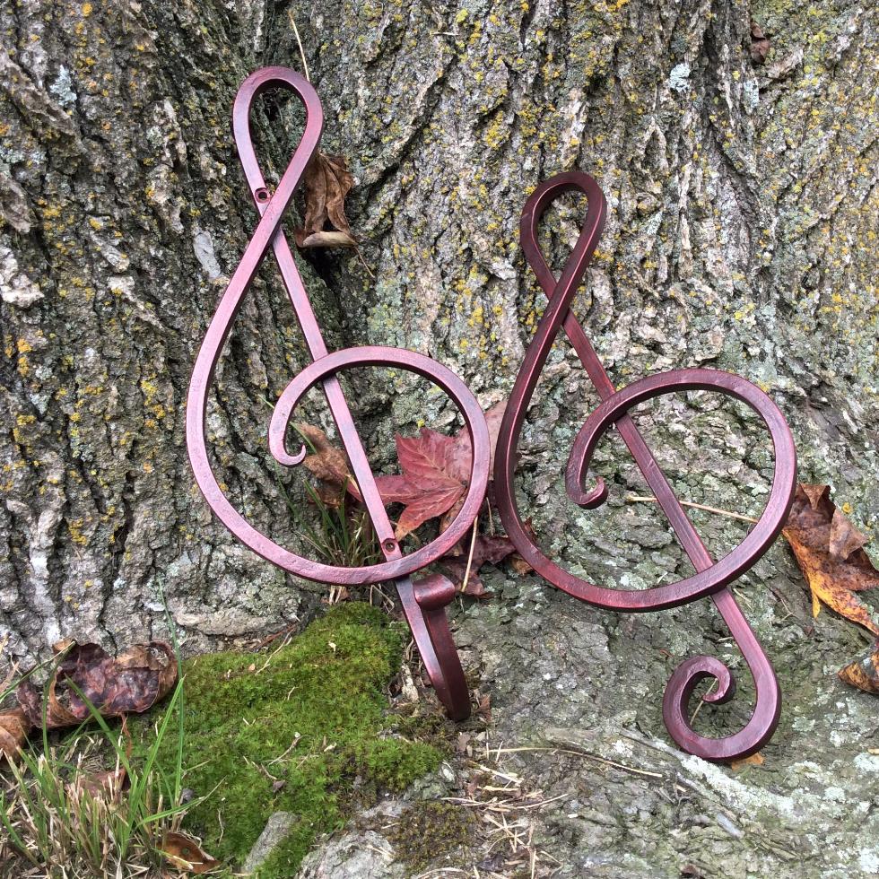 Hand forged iron treble clef. A Walter Forge tribute to music and a unique gift item